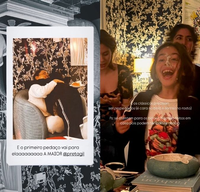 Nos Estados Unidos, Preta Gil curte festa de aniversário do sobrinho e ganha primeiro pedaço do bolo