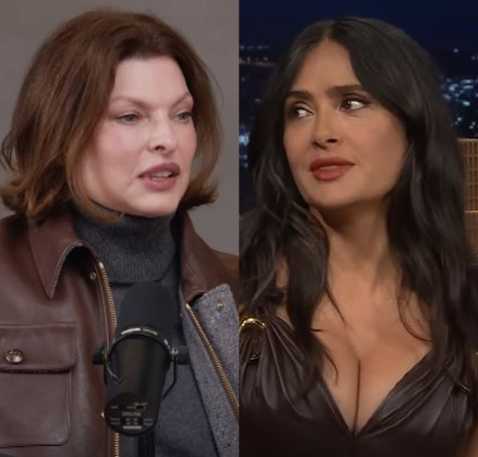 Na formatura do filho, Linda Evangelista posa ao lado da atriz Salma Hayek, atual de seu ex-marido