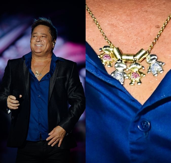 Leonardo usa colar de 30 mil reais que ganhou de presente de Zé Felipe e Virginia Fonseca durante <i>show</i>