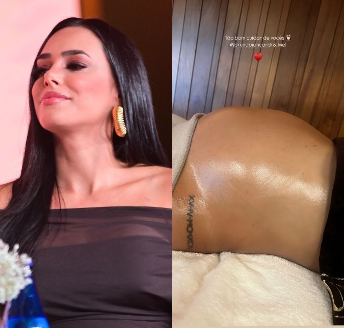 Na reta final da gravidez, Bruna Biancardi curte momento de autocuidado e exibe barriga