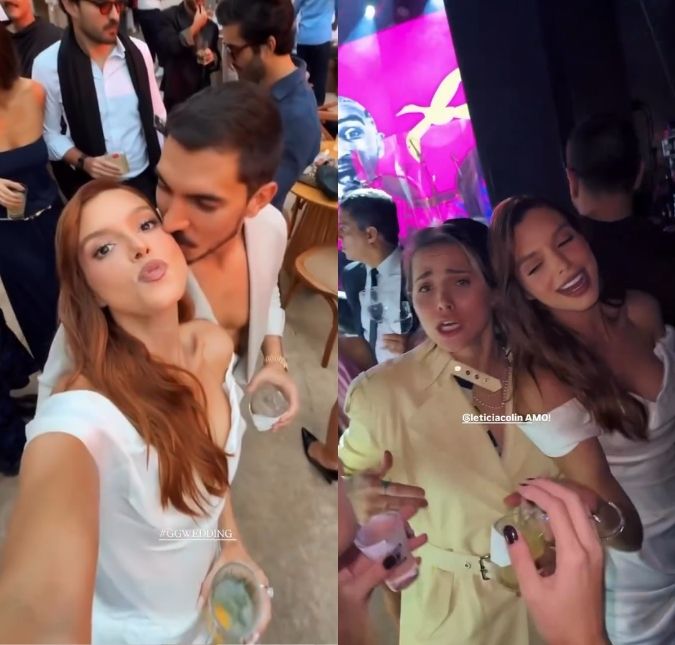 Giovanna Lancellotti desce até o chão com Leticia Colin em festa pré-casamento; confira