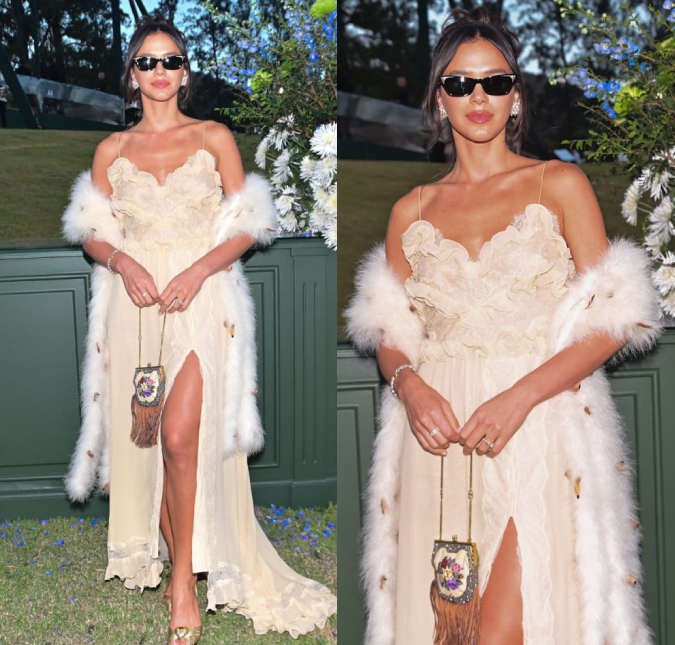 Bruna Marquezine divide opiniões ao usar vestido creme para casamento de Giovanna Lancellotti