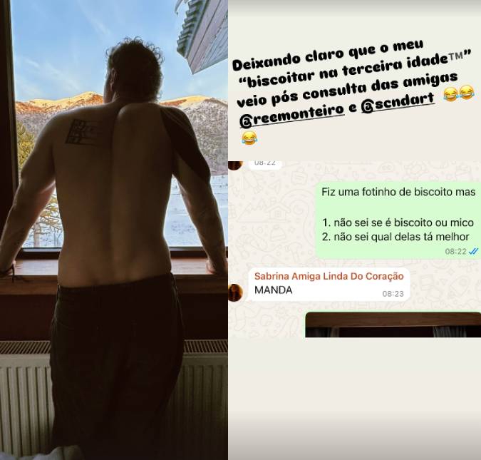 Solteiro, Lucas Lima pede ajuda de amigas antes de publicar foto: <i>Não sei se é biscoito ou mico</i>