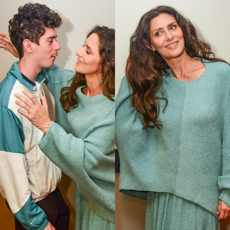 Maria Fernanda Cândido faz rara aparição com filho mais velho em estreia de peça em São Paulo