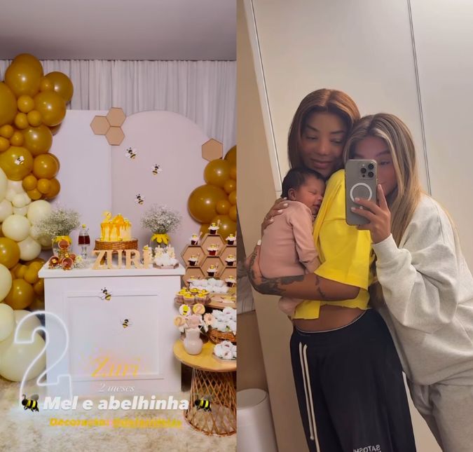 Brunna Gonçalves e Ludmilla celebram dois meses de vida da filha com festa temática: <i>Tanto amor e felicidade</i>