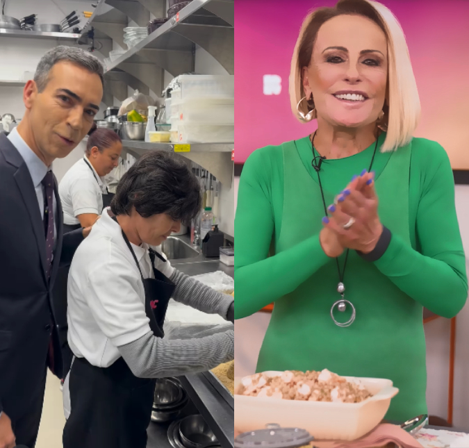 Cesar Tralli visita cozinha oculta de Ana Maria Braga no <I>Mais Você</i>