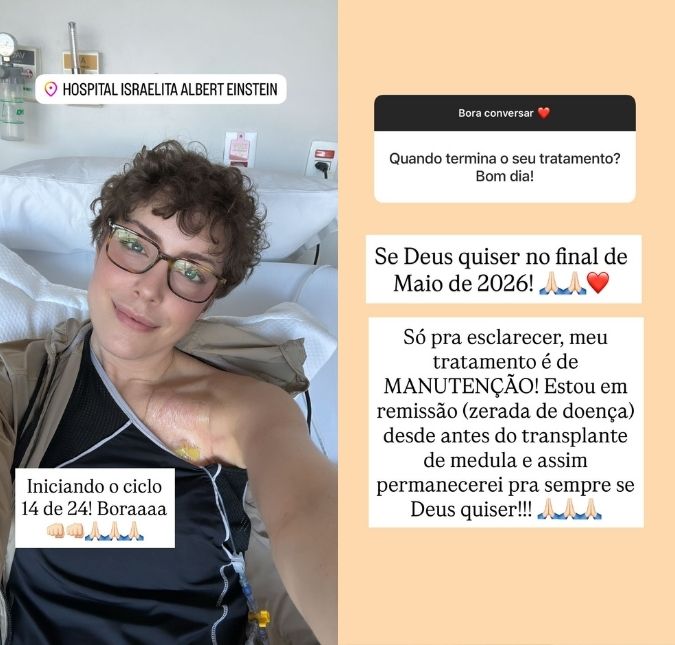 Fabiana Justus revela quando termina o tratamento de manutenção e explica: <i>Estou em remissão desde antes do transplante</i>