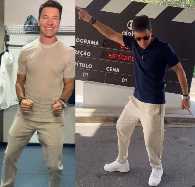 No <I>Dança dos Famosos</i>, Rodrigo Faro chega bailando nos estúdios da <i>TV Globo</I> e <I>web</i> reage: <I>Vivi pra ver</i>