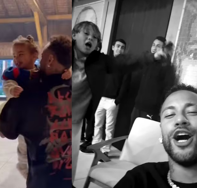 Neymar Jr. se diverte com Mavie e Davi Lucca em aniversário da avó; assista ao vídeo!