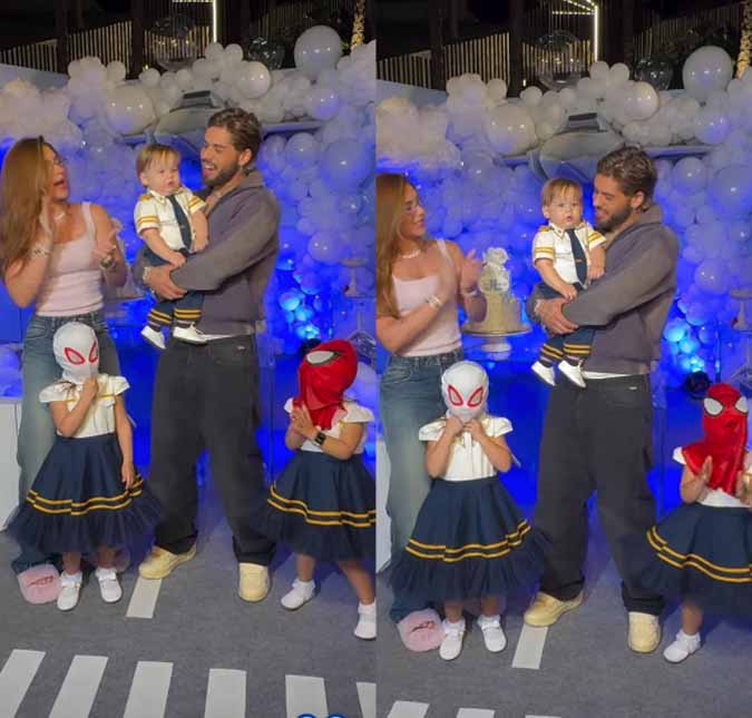 Maria Flor e Maria Alice roubam a cena durante parabéns para o irmão no último mesversário
