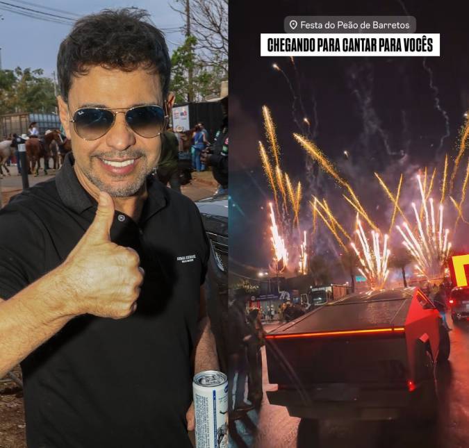 Zezé Di Camargo chega a Barretos com carro avaliado em mais de um milhão de reais. Veja famosos que desfilaram com o <i>Cybertruck</i>