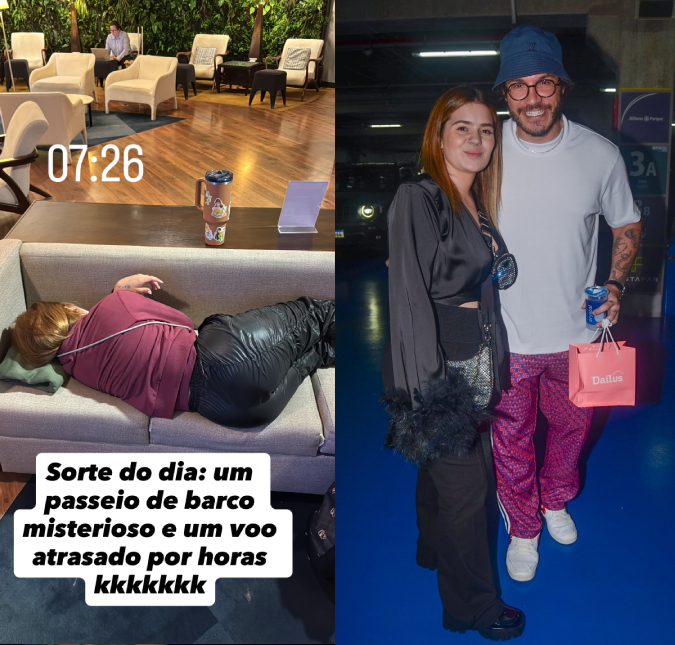 Em meio à viagem cheia de perrengues, Viih Tube e Eliezer dormem em aeroporto após voo atrasar