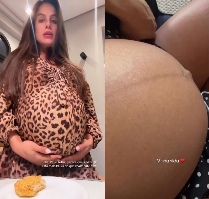 Na reta final da gestação, Carol Peixinho mostra o filho mexendo na barriga: <i>Minha vida</i>