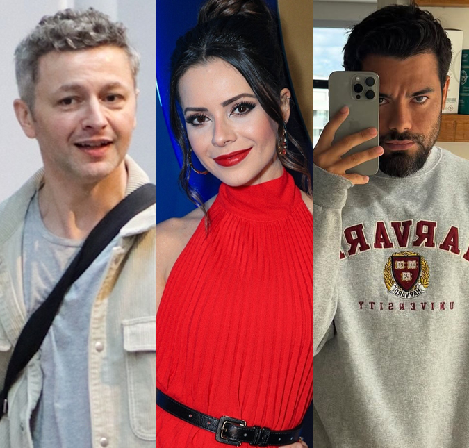 Lucas Lima e Pedro Andrade, ex e atual de Sandy, aparecem tietando a cantora lado a lado no <i>The Town</i>