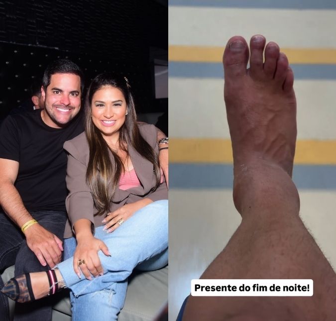 Kaká Diniz sofre lesão e recebe atendimento médico horas após levar Simone Mendes ao hospital: <i>Presente do fim de noite</i>