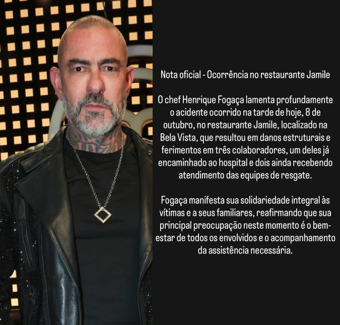Henrique Fogaça se manifesta após desabamento de teto de restaurante em São Paulo