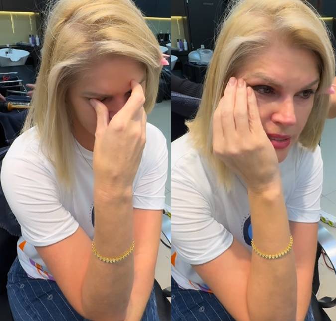 Val Marchiori se emociona ao cortar cabelo curtinho durante tratamento contra câncer