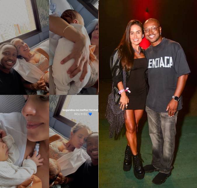 Carol Peixinho se derrete pela família ao compartilhar foto com o filho Bento e Thiaguinho: <i>Segundou no melhor formato</i>
