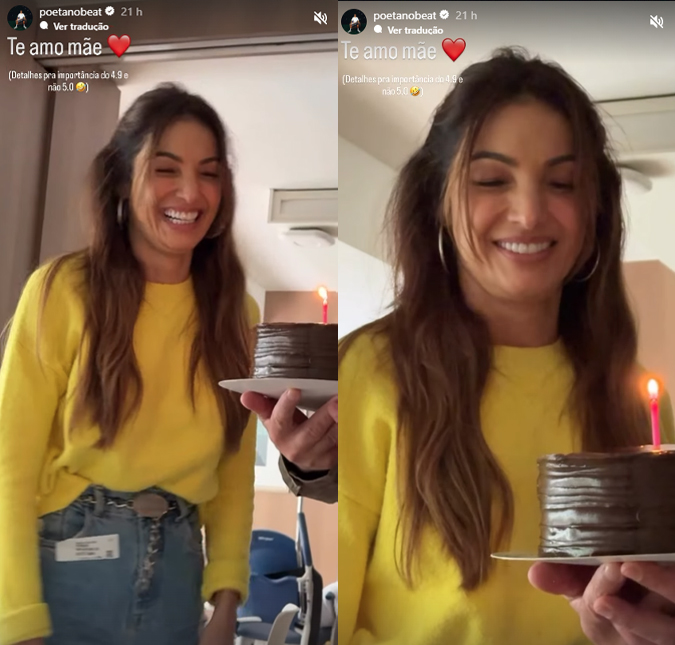 Patrícia Poeta celebra aniversário no hospital com o filho, que está internado tratando uma infecção