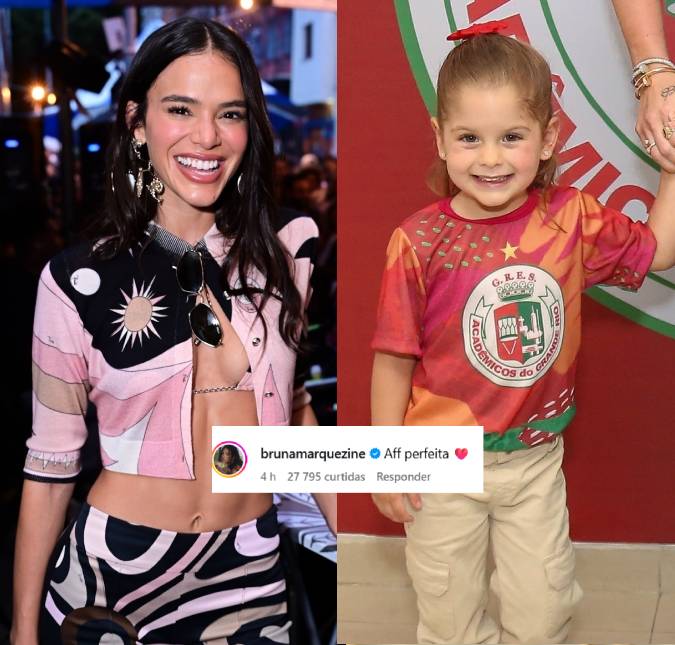 Bruna Marquezine deixa comentário elogiando Maria Flor, filha de Zé Felipe e Virginia Fonseca