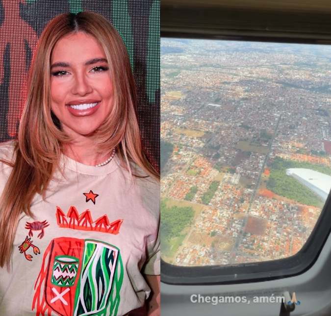 Amiga de Vini Jr. chega a Goiânia com jatinho de Virginia Fonseca para ir à festa de Maria Flor