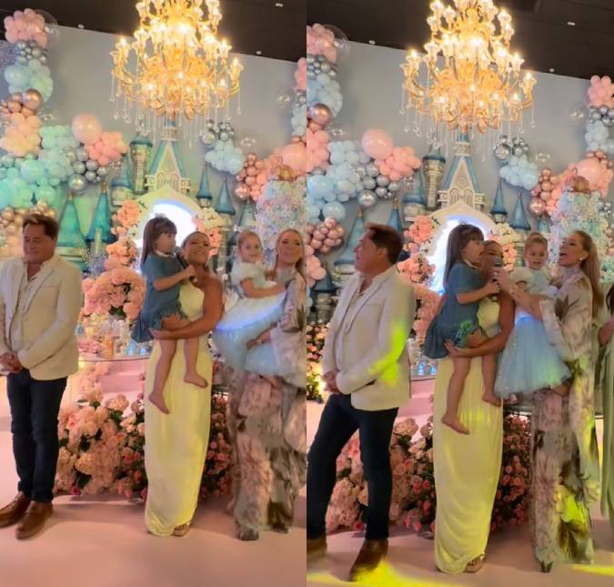 Postura de Leonardo no aniversário de Maria Flor chama atenção de internautas; veja