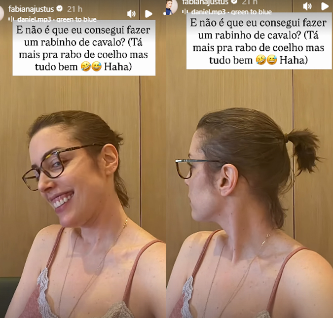 Fabiana Justus se anima com crescimento do cabelo e faz <i>rabo de cavalo</i>. Veja as vezes que ela falou sobre as mudanças nos fios durante tratamento contra o câncer