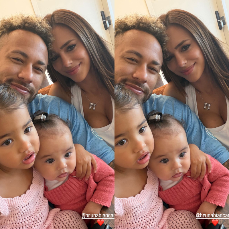Neymar Jr. e Bruna Biancardi surgem em novo clique ao lado das filhas. Confira os melhores momentos entre eles