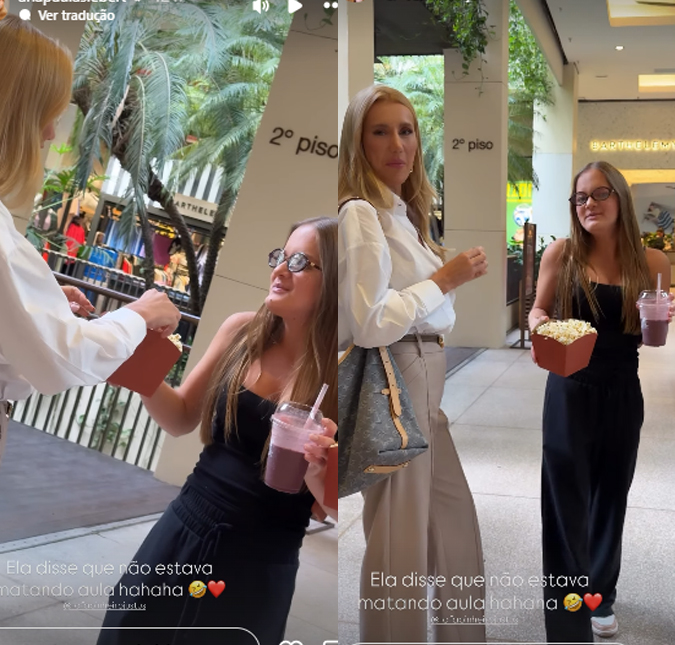 Ana Paula Siebert flagra Rafa Justus no <i>shopping</i> durante o horário escolar e brinca: <i>Matando aula</i>