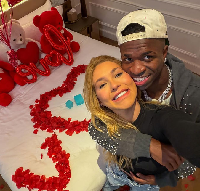 Virginia Fonseca ganha buquê de rosas gigante de Vini Jr e craque comenta: <i>Saudades</i>