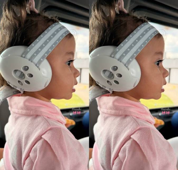Amanda Kimberlly compartilha novo clique de Helena usando protetor auricular infantil. Veja os melhores momentos da terceira filha de Neymar Jr.