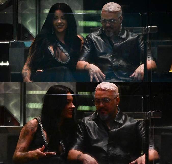 No escurinho, Belo e Rayane Figliuzzi curtem <i>show</i> de Alcione em navio