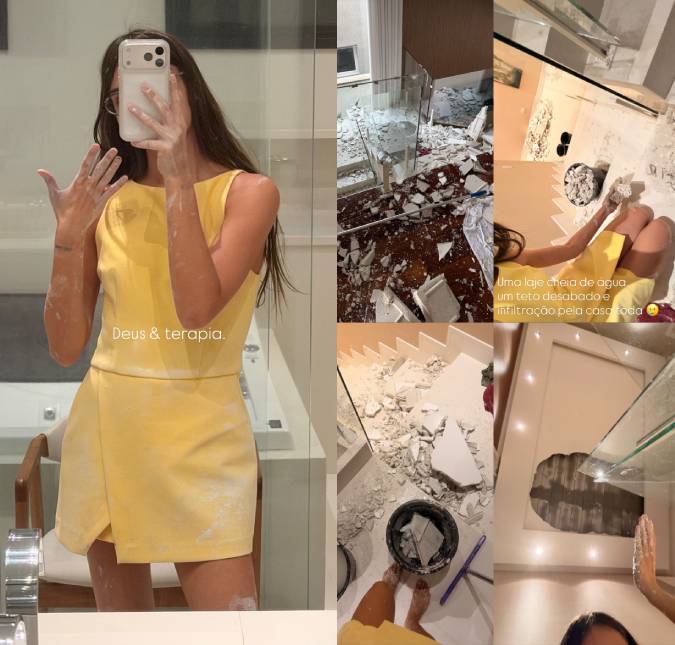 Teto de Amanda Kimberlly desaba após infiltrações
