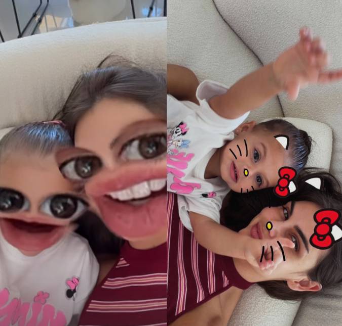 Amanda Kimberlly e Helena se divertem com filtros nas redes sociais