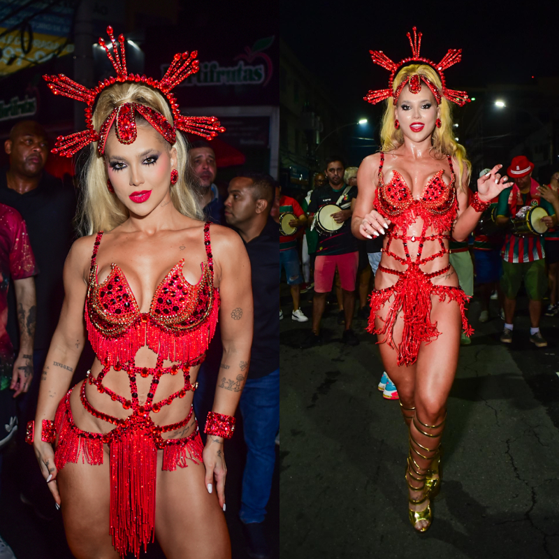 Virginia Fonseca marca presença no último ensaio de rua da Grande Rio antes do Carnaval 2026