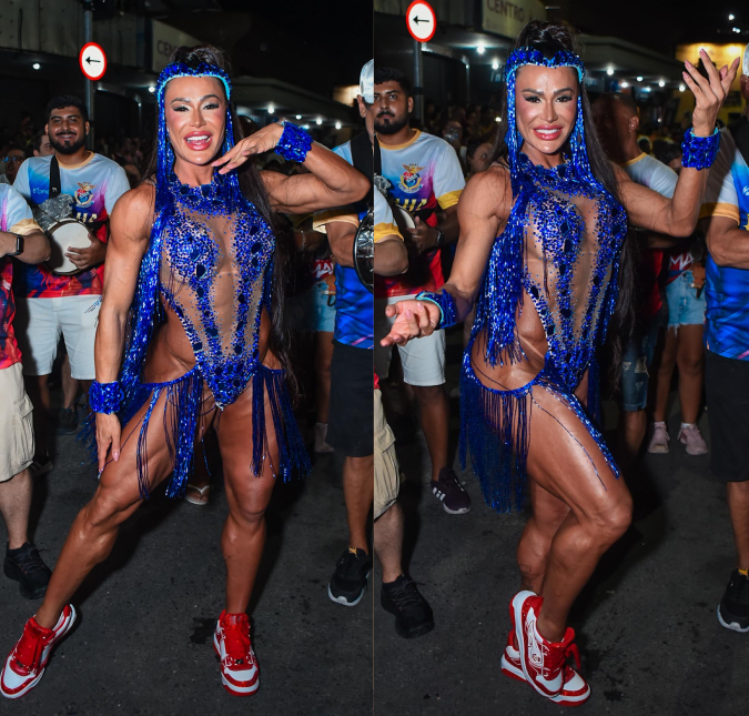 Gracyanne Barbosa samba embaixo da chuva no último ensaio de rua da Unia?o da Ilha do Governador