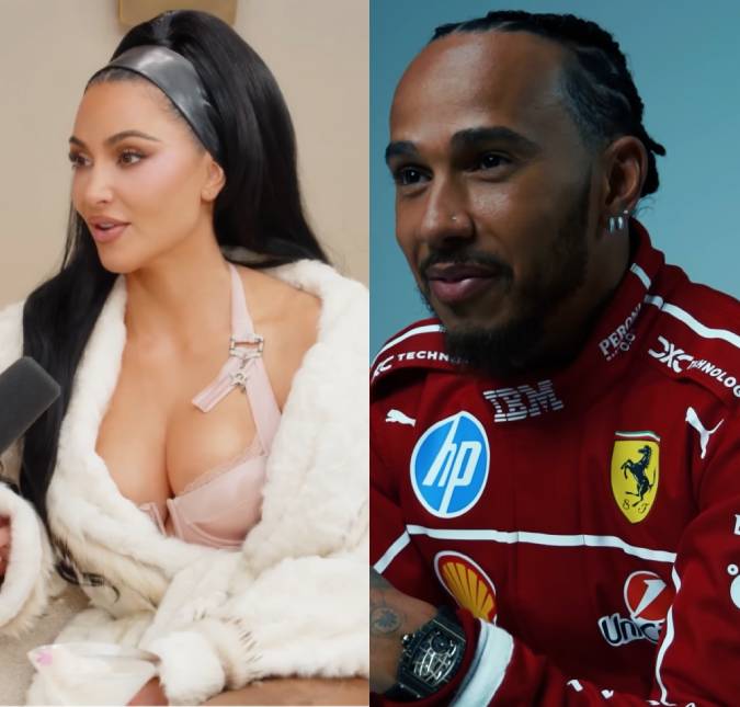 Kim Kardashian participa de <i>trend</i> e fãs especulam que voz ao fundo seja de Lewis Hamilton