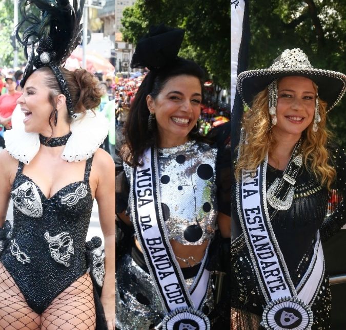 Paolla Oliveira, Leandra Leal e Emanuelle Araújo se divertem no bloco Cordão do Bola Preta