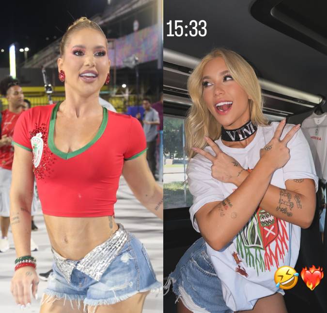 Em dia de estreia no Carnaval, Virginia Fonseca surge usando coleira com nome de Vini Jr.