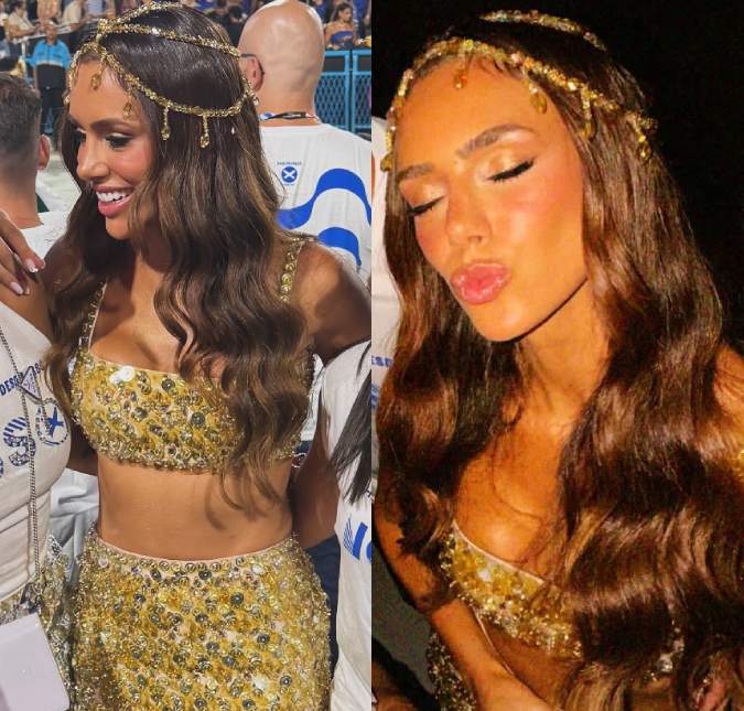 Sem Neymar Jr., Bruna Biancardi curte de camarote desfiles das escolas de samba do Rio de Janeiro