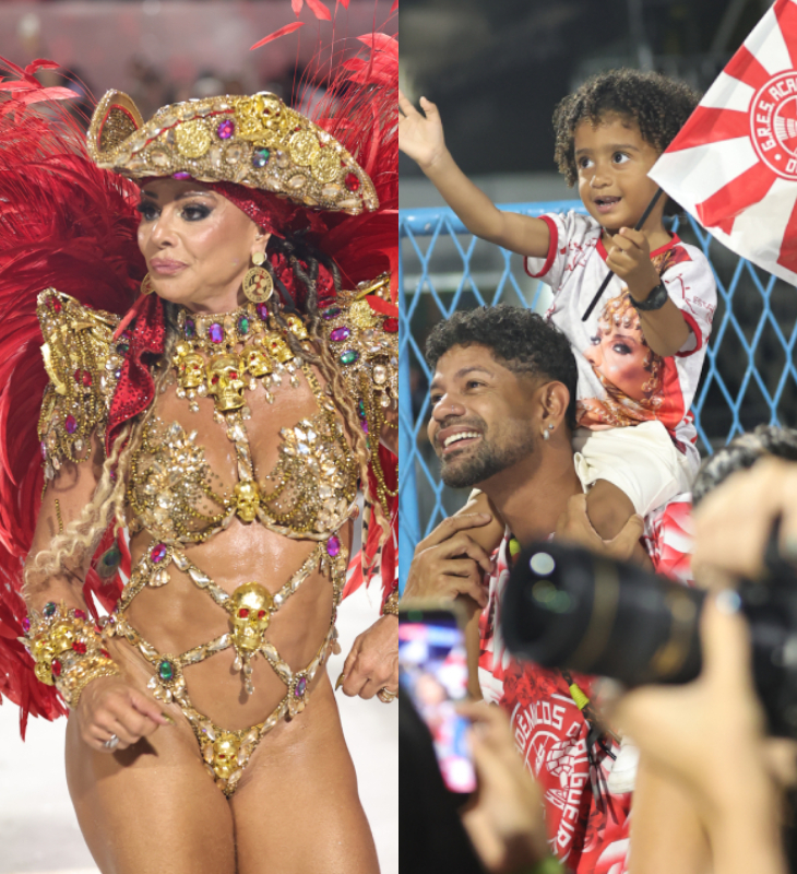 Filho de Viviane Araújo rouba a cena ao acompanhar a mãe no desfile das campeãs do Rio de Janeiro