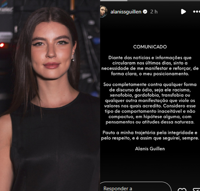 Alanis Guillen termina namoro após polêmica e se pronuncia: <i>Comportamento inaceitável</i>