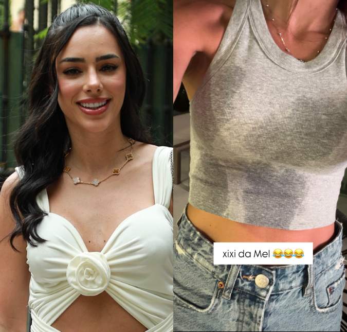 Perrengue de mãe! Bruna Biancardi mostra blusa molhada e ri: <i>Xixi da Mel</i>