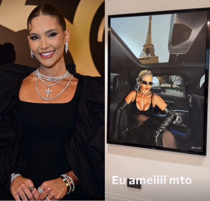 Virginia Fonseca mostra pintura em casa de Vini Jr. e conta: <I>Ganhei de aniversário</i>