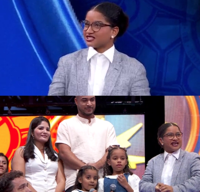 Milena reencontra sobrinhas no <I>Domingão</i> e fala de fama: <I>Parei o trânsito</i>