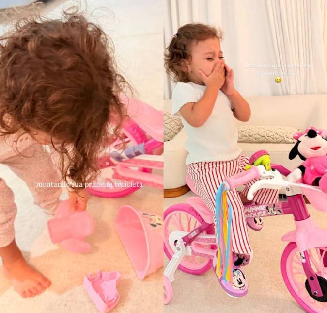 Primeira decepção! Helena chora ao descobrir que precisa pedalar para andar de bicicleta e diverte a <i>web</i>. Veja os melhores momentos da terceira filha de Neymar Jr.