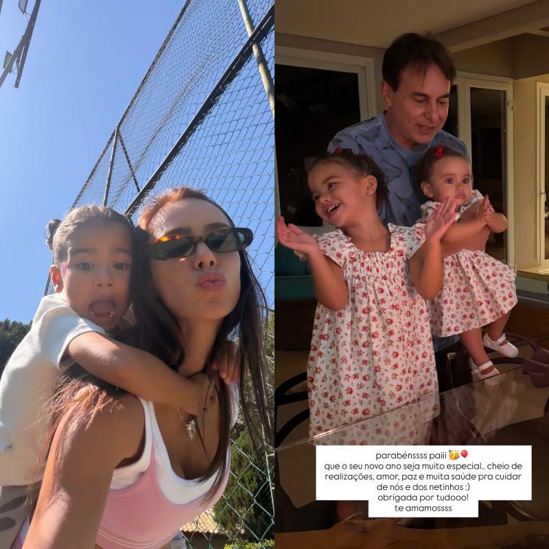 Bruna Biancardi curte dia com Mavie e Mel e celebra aniversário do pai. Confira alguns momentos da influenciadora com as filhas