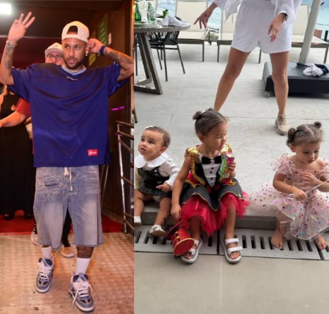 Neymar Jr. encanta com clique das filhas Helena e Mavie fantasiadas