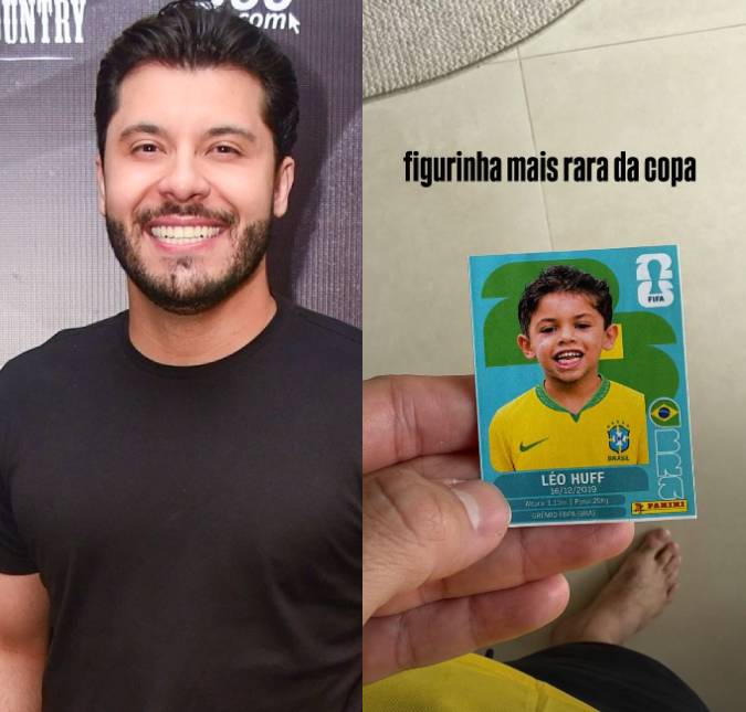 Murilo Huff faz figurinha do álbum da Copa do Mundo com o rosto do filho com Marília Mendonça