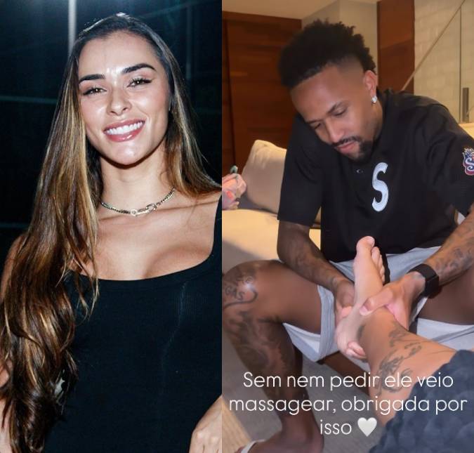 Grávida, Tainá Militão ganha massagem nos pés de Éder Militão: <i>Obrigada por isso</i>
